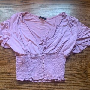 Women’s purple blouse V-cut blouse